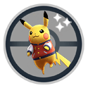 Pikachu wearing a varsity jacket